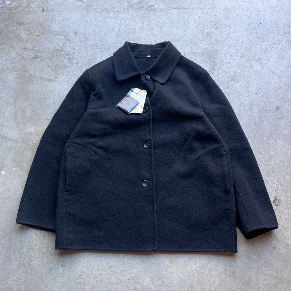 MUJI Wool Blend Short Black Coat
